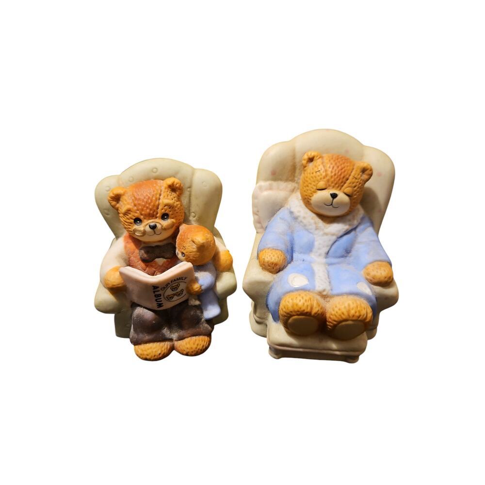 Enesco Bears Grandma and Papaw Mom and Dad Ceramic Bears 1986